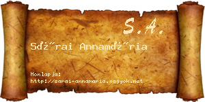 Sárai Annamária névjegykártya